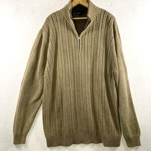 Pronto Uomo Mens Cable Knit Sherpa Collar Sweater 3XLT Heritage Academia Cotton